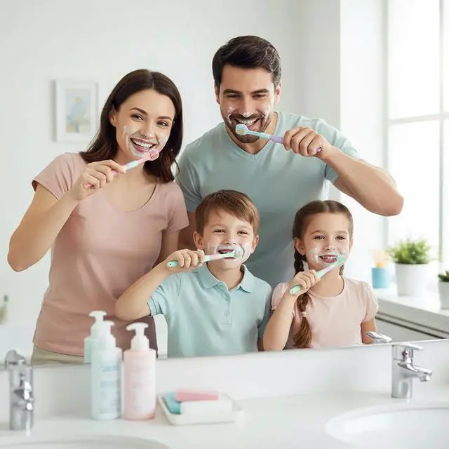 Alt view image 4 of 7 - 4 Pcs 3 Sided Toothbrush, 0.1mm Soft Bristle, (Blue, Green, Pink, Purple) | Simultaneous 3-Sided Teeth Cleaning, Comprehensive Care of Teeth and Gums, Oral Care for Adults and Youth