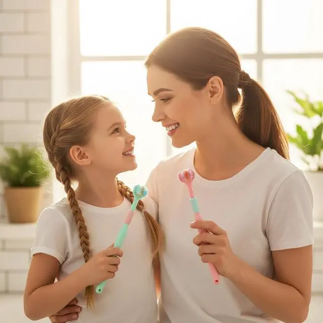 Alt view image 5 of 7 - 4 Pcs 3 Sided Toothbrush, 0.1mm Soft Bristle, (Blue, Green, Pink, Purple) | Simultaneous 3-Sided Teeth Cleaning, Comprehensive Care of Teeth and Gums, Oral Care for Adults and Youth
