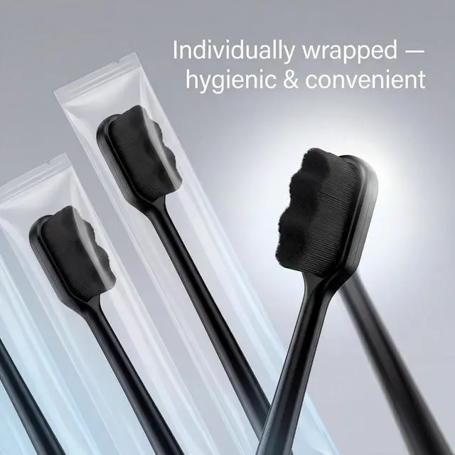 Alt view image 6 of 6 - 8 Pcs Micro Nano Toothbrush, 20000 Extra Soft Bristle, Black | Extra Soft Bristles, Individually Packaged, Bamboo Charcoal Toothbrush, Protect Adult Elder Brace Sensitive Teeth, Travel