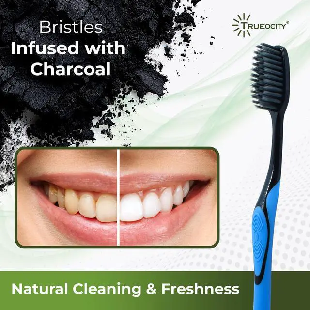 Alt view image 2 of 6 - Charcoal Toothbrush 6 Pack, Natural Teeth Whitening Solution - Ultra Soft Tooth Brush - Gentle, Slim Brush Head - Black Toothbrushes for Adults Working Great with Activated Charcoal Toothpaste