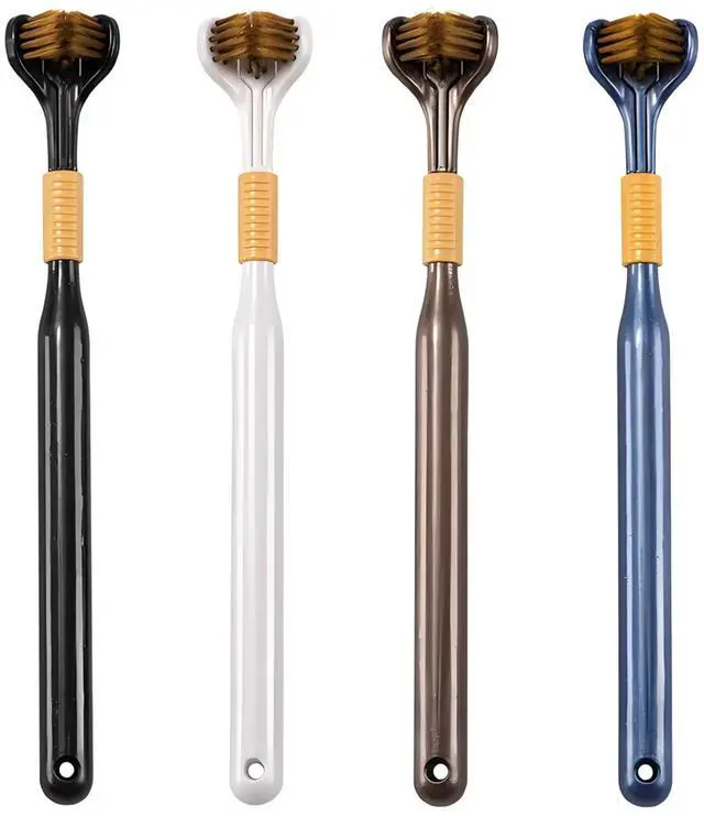 Main image of 4-Piece Set of 3-Sided Medium toothbrushes for Adults | Soft Bristle Toothbrush for Comprehensive Care of Teeth and Gums, Suitable for Adult and Youth