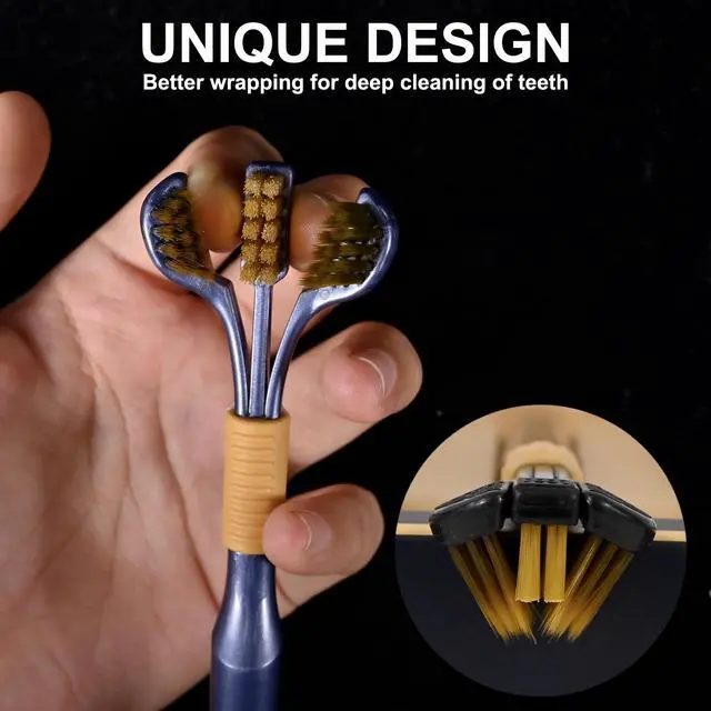 Alt view image 5 of 7 - 4-Piece Set of 3-Sided Medium toothbrushes for Adults | Soft Bristle Toothbrush for Comprehensive Care of Teeth and Gums, Suitable for Adult and Youth