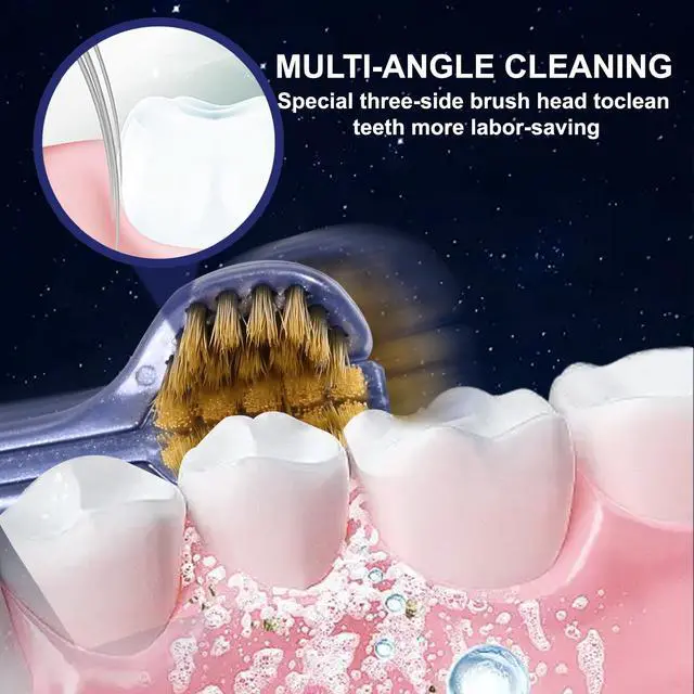 Alt view image 3 of 7 - 4-Piece Set of 3-Sided Medium toothbrushes for Adults | Soft Bristle Toothbrush for Comprehensive Care of Teeth and Gums, Suitable for Adult and Youth