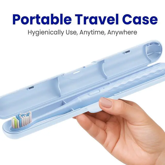 Alt view image 2 of 7 - Sonic Travel Electric Toothbrush for Adults & Kids, Travel Case&2 Brush Heads, Battery Powered Sonic Toothbrush, Compact Design for Daily/Travel Use-Blue