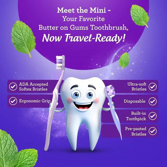 Alt view image 7 of 7 - Disposable Travel Toothbrush 1.0, Fluoride Free Toothpaste, 14 ct | 2-In 1 Ready-To-Go Soft Bristle Toothbrushes with Toothpick|Individually Wrapped Travel Essentials|Made with Recycled Plastic