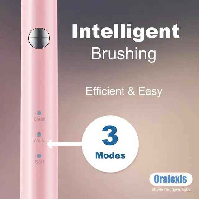 Alt view image 3 of 7 - Electric Toothbrush for Adults with 8 Brush Heads and Tongue Scraper, 2 Minute Smart Timer, One Fast Charge Last 120 Days, 40000 VPM Deep Clean, Sonic Travel Toothbrush - Rose