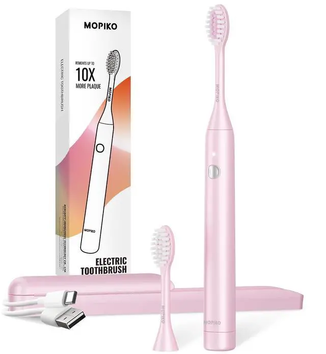 Main image of Sonic Electric Toothbrush for Adults, Rechargeable Portable Electric Toothbrush Travel Kit (Pink, USB)