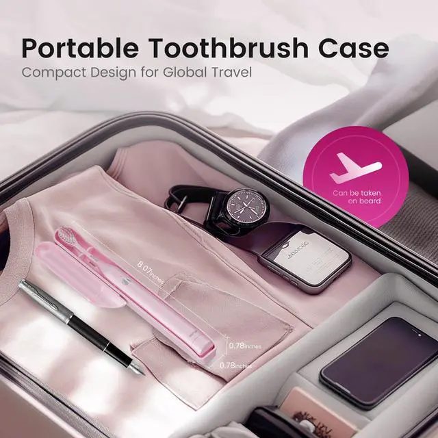 Alt view image 6 of 7 - Sonic Electric Toothbrush for Adults, Rechargeable Portable Electric Toothbrush Travel Kit (Pink, USB)