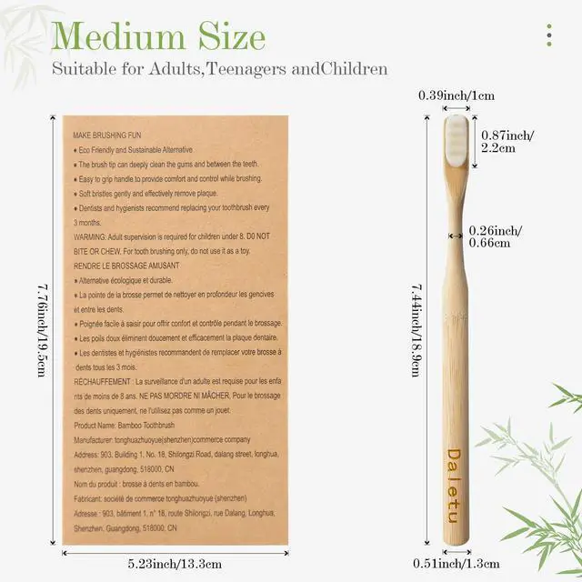 Alt view image 5 of 7 - Extra Soft Bamboo Toothbrushes for Sensitive Gums, 20000 Extra Soft Bristle Toothbrushes for Adults, Eco-Friendly, Natural Wooden Organic Micro Nano Bamboo Bristle Toothbrush - 4 Pack