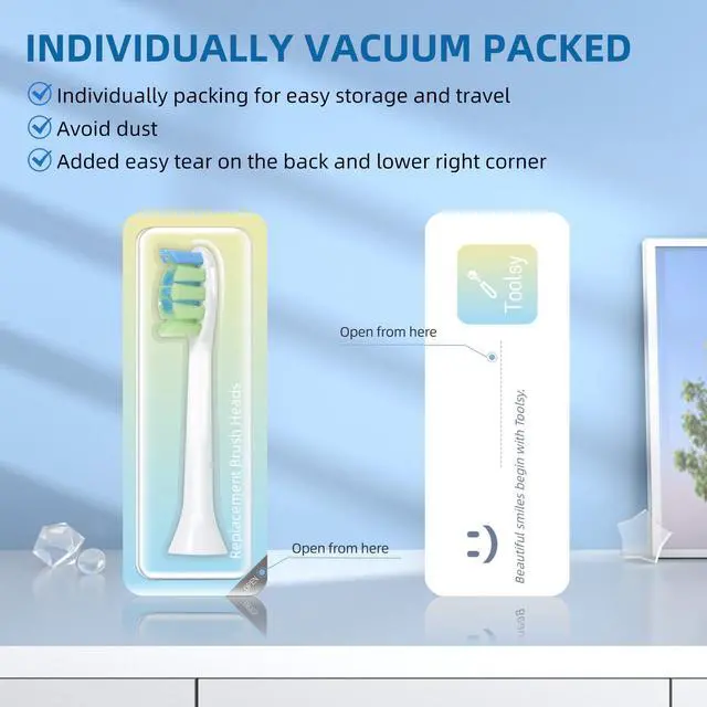 Alt view image 2 of 7 - Replacement Heads Fit 7am2m AM100/AM105/AM111 Toothbrush, White | 10 Pack Electric ToothBrush Refills, Adult, Medium Bristles