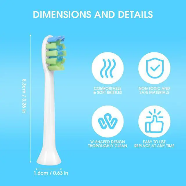 Alt view image 4 of 7 - Replacement Heads Fit 7am2m AM100/AM105/AM111 Toothbrush, White | 10 Pack Electric ToothBrush Refills, Adult, Medium Bristles