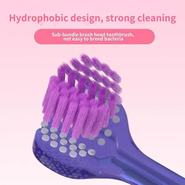 Alt view image 6 of 7 - 3 Sided Toothbrush with Soft bristles for Adults, fine bristles for Couples, Pregnant Women, Family Pack, Gum Protection, Tongue Cleaning, Three-Head Toothbrush Three-Piece Set