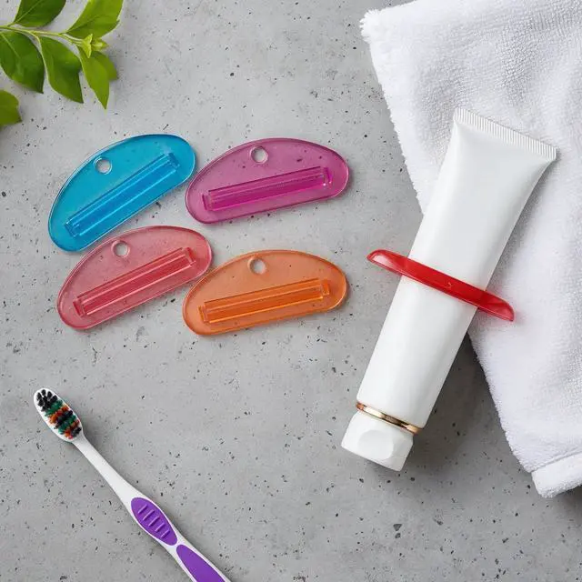Alt view image 4 of 7 - 10 PCS Tooth Pastetooth Paste Squeeze, Plastic Toothpaste Tube Squeezer Tool Hanging Kids Toothpaste Dispenser Clip Holder for Bathroom, Suitable for Toothpastes Cream Cosmetics and Paint (5 Colors)