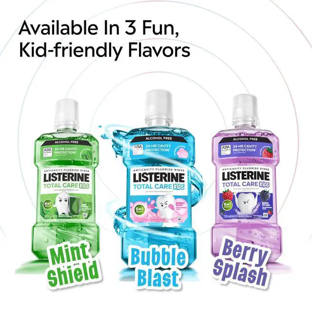 Alt view image 6 of 7 - Total Care Kids Mouthwash, Berry, 16.9 fl. oz/500 mL | Alcohol Free Anticavity Fluoride Mouthwash, ADA Accepted, Kids Oral Rinse Prevents Cavities, Stronger Teeth and Fresh Breath