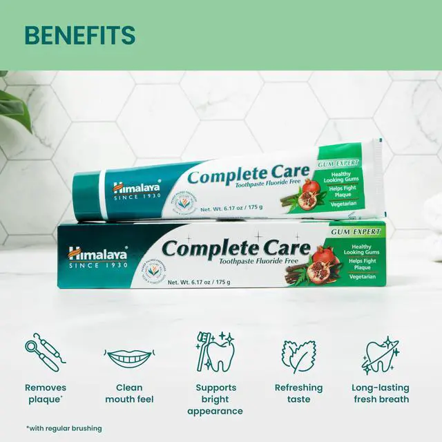 Alt view image 4 of 6 - Complete Care Fluoride Free Toothpaste, 6.17 oz Each | Fluoride Free Toothpaste for Clean Teeth & Long-Lasting Fresh Breath with Neem & Pomegranate Plant Based, SLS-Free