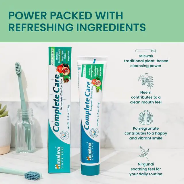 Alt view image 5 of 6 - Complete Care Fluoride Free Toothpaste, 6.17 oz Each | Fluoride Free Toothpaste for Clean Teeth & Long-Lasting Fresh Breath with Neem & Pomegranate Plant Based, SLS-Free