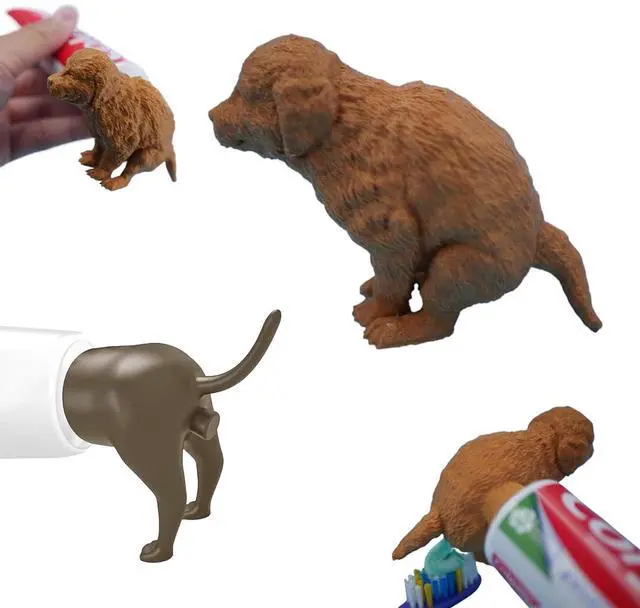 Main image of 2 Pcs Poop Toothpaste Dispenser, Hilarious Golden Retriever Puppy Poop Toothpaste Dispense, Dog Butt Toothpastes Topper,Suitable for Dog Lovers