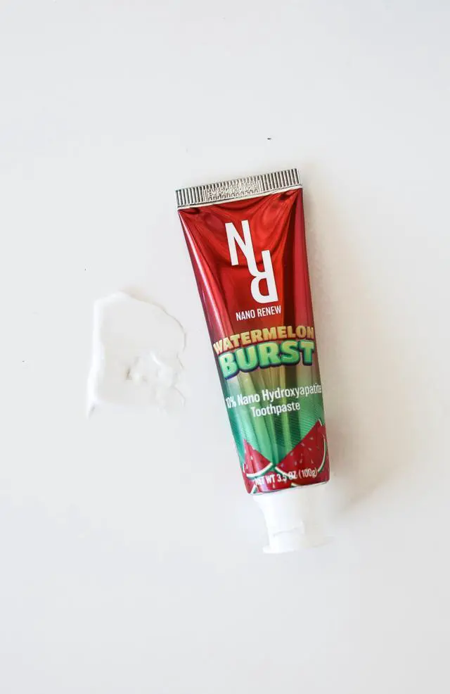 Alt view image 4 of 4 - 10% Nano Hydroxyapatite Toothpaste Watermelon Burst (Fluoride Free), Natural, Remineralizing, Whitening, Sensitive Teeth, SLS Free, Xylitol Nano-Hydroxyapatite Toothpaste for All Ages, 3.5 oz
