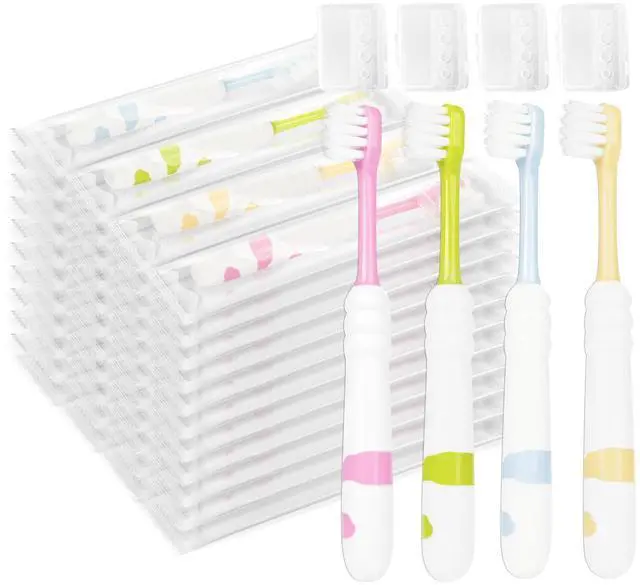 Main image of Disposable Kids Toothbrushes Individually Wrapped Kids Tooth Brush 4 Colors Soft Children Toothbrush Helps Prevent Tooth Decay & Gum Diseas for Family Travel Picnics Boys Girls (20)