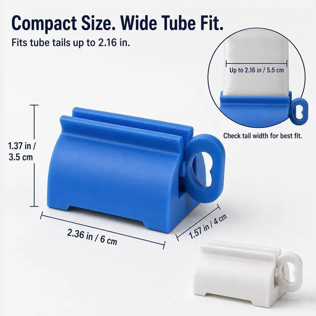 Alt view image 3 of 7 - Toothpaste Squeezer Roller 2 Pack, Rolling Tube Squeezer Stand | for Kids and Adults, Manual Plastic Dispenser Holder for Bathroom, Fits Toothpaste, Creams, Paint Tubes