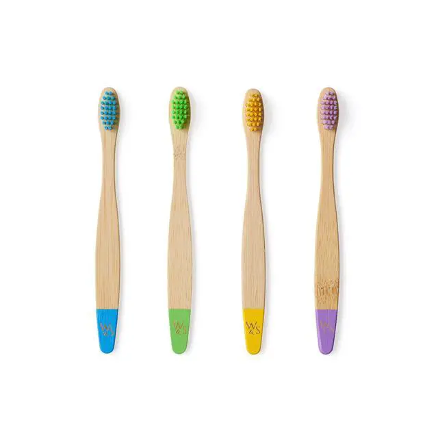 Alt view image 5 of 5 - Organic Children's Bamboo Toothbrush | Four Colors | Soft Fibre Bristles | 100% Biodegradable Handle | BPA Free | Vegan Eco Friendly Kids Toothbrushes