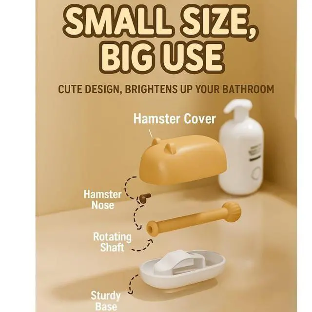 Alt view image 2 of 7 - Hamster Toothpaste Squeezer and Holder Cute Lazy Toothpaste Dispenser Stand Funny Bathroom Organizer for Kids & Adults (Light Yellow)