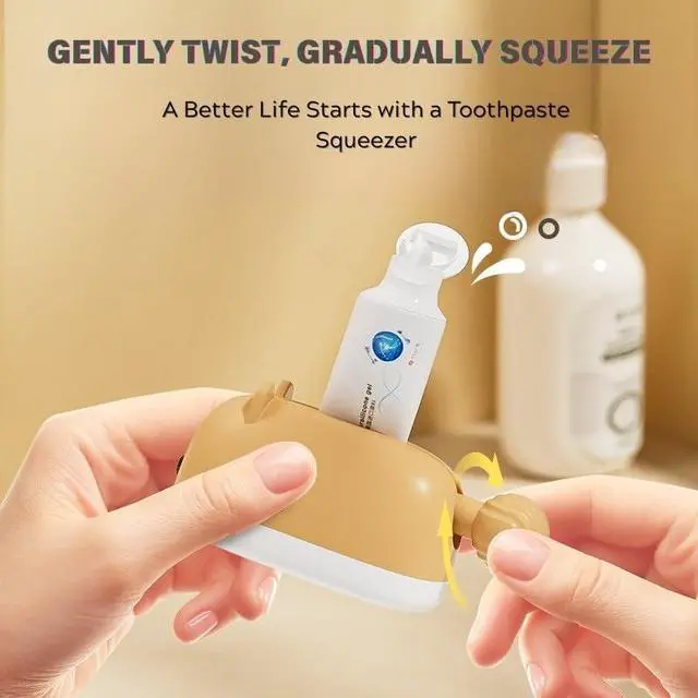 Alt view image 4 of 7 - Hamster Toothpaste Squeezer and Holder Cute Lazy Toothpaste Dispenser Stand Funny Bathroom Organizer for Kids & Adults (Light Yellow)