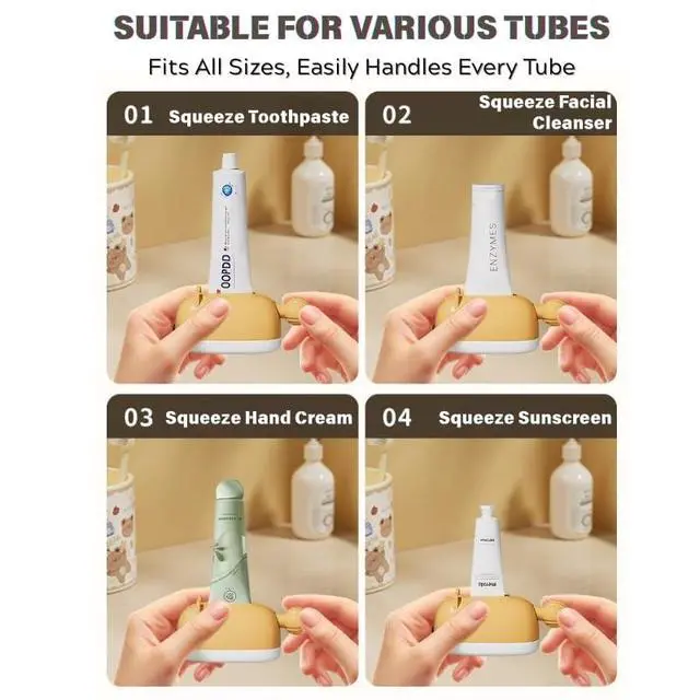Alt view image 5 of 7 - Hamster Toothpaste Squeezer and Holder Cute Lazy Toothpaste Dispenser Stand Funny Bathroom Organizer for Kids & Adults (Light Yellow)
