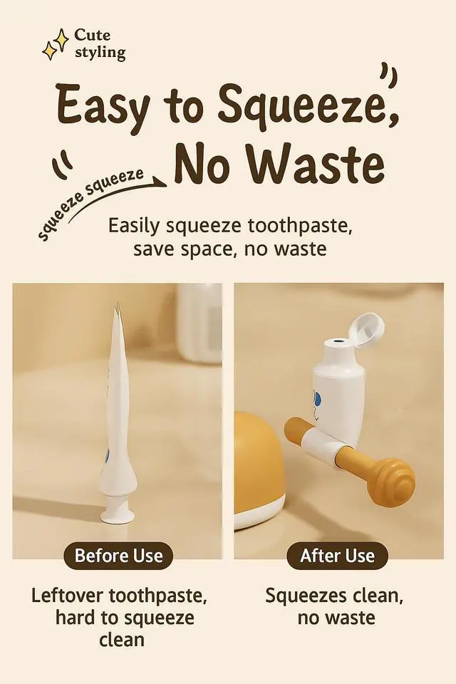 Alt view image 6 of 7 - Hamster Toothpaste Squeezer and Holder Cute Lazy Toothpaste Dispenser Stand Funny Bathroom Organizer for Kids & Adults (Light Yellow)