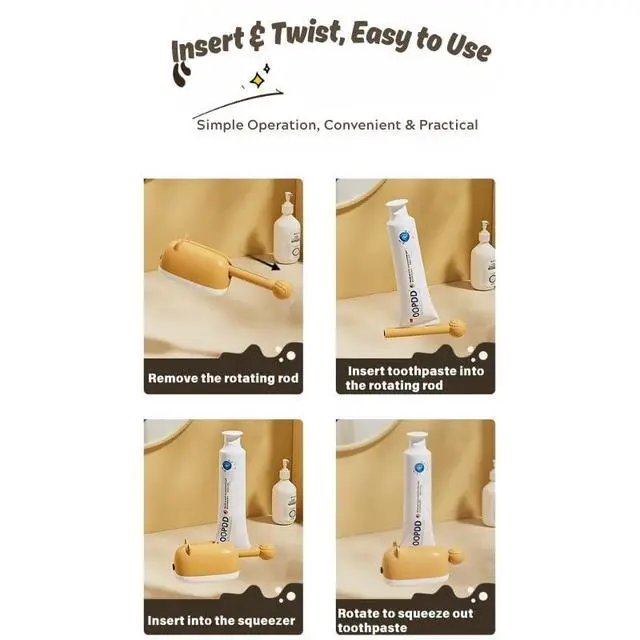 Alt view image 7 of 7 - Hamster Toothpaste Squeezer and Holder Cute Lazy Toothpaste Dispenser Stand Funny Bathroom Organizer for Kids & Adults (Light Yellow)