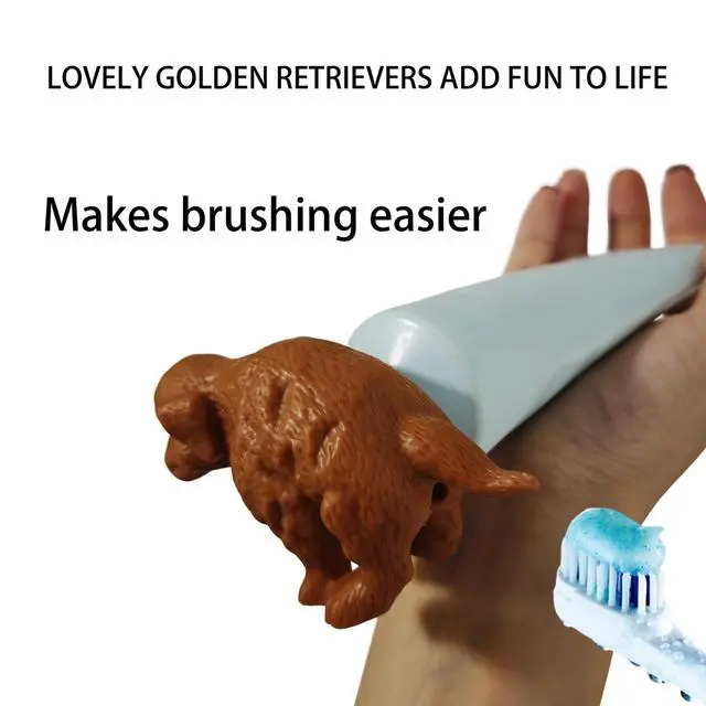 Alt view image 5 of 6 - 2 Pcs Funny Dog Butt Toothpaste Dispenser, Fun Silicone Dog Butt Toothpaste Squeezer Hilarious Golden Retriever Poop Topper Dispenser Hilarious Animal No Mess Kid Toothpaste Toppers Tooth Pastetooth