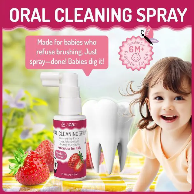 Alt view image 2 of 7 - Kids Oral Spray, Toddler Toothpaste Helper for Cavity Prevention and Fresh Breath, Children Anticavity with Fluoride Free for Newborn to Preschoolers, Kid's Mouth Spray, 40ml/1.35fl.oz (Strawberry_1P)