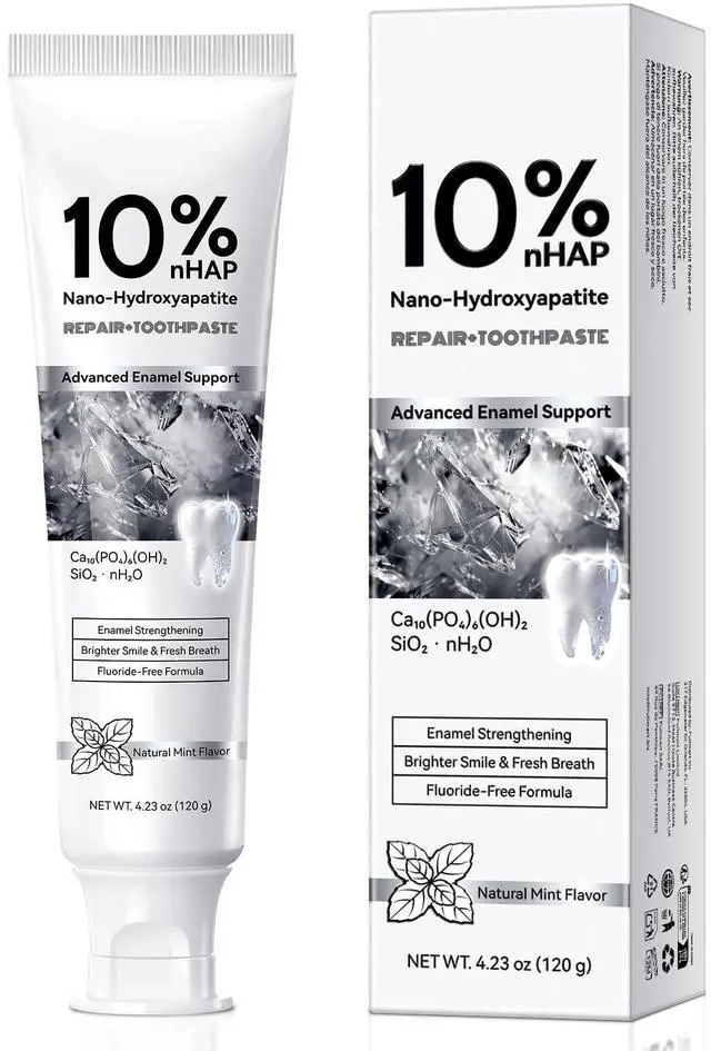 Main image of 10% Nano Hydroxyapatite Toothpaste Fluoride Free for Remineralizing, Teeth Whitening, Fresh Breath, Enamel & Sensitive Teeth Safe|4 Oz