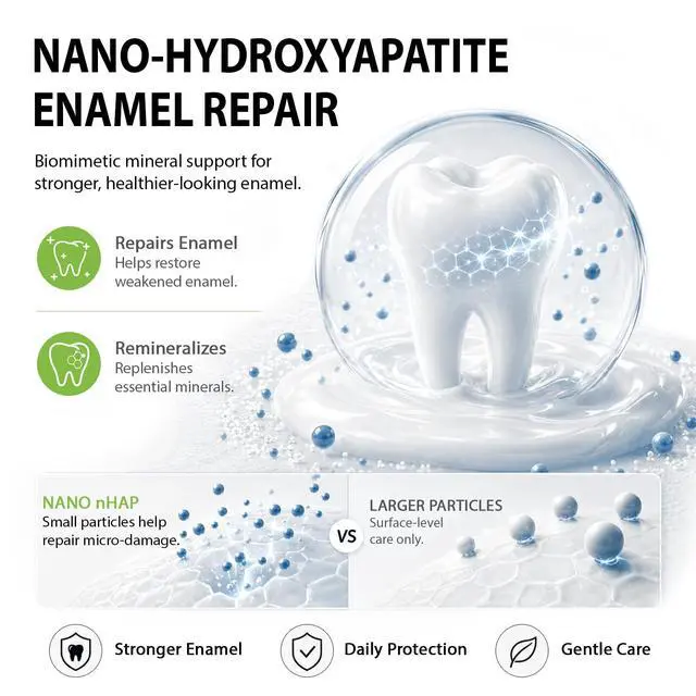 Alt view image 6 of 7 - 10% Nano Hydroxyapatite Toothpaste Fluoride Free for Remineralizing, Teeth Whitening, Fresh Breath, Enamel & Sensitive Teeth Safe|4 Oz