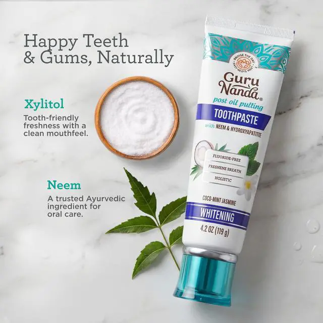Alt view image 5 of 7 - Hydroxyapatite Toothpaste with Neem, SLS & Fluoride Free, 4.2oz | Whitening Toothpaste for Sensitive Teeth with Xylitol|Fights Plaque|With Tongue Scraper, Toothpaste Squeezer|CocoMint Jasmine