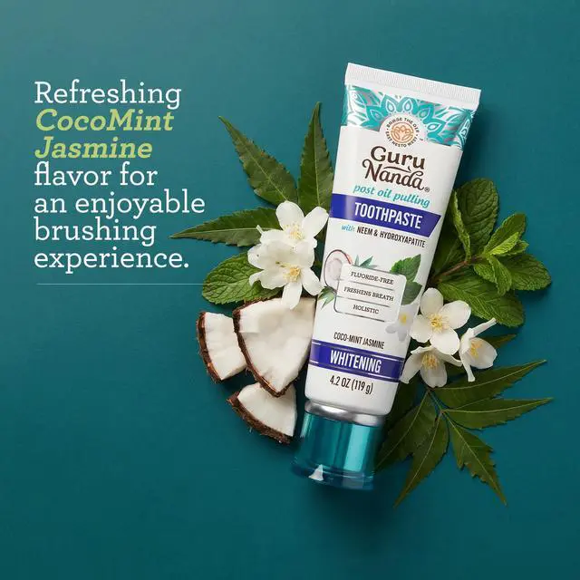 Alt view image 6 of 7 - Hydroxyapatite Toothpaste with Neem, SLS & Fluoride Free, 4.2oz | Whitening Toothpaste for Sensitive Teeth with Xylitol|Fights Plaque|With Tongue Scraper, Toothpaste Squeezer|CocoMint Jasmine
