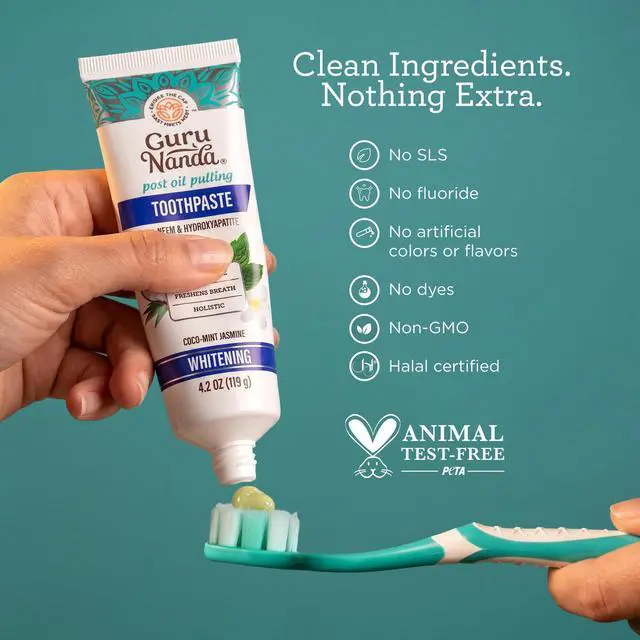 Alt view image 7 of 7 - Hydroxyapatite Toothpaste with Neem, SLS & Fluoride Free, 4.2oz | Whitening Toothpaste for Sensitive Teeth with Xylitol|Fights Plaque|With Tongue Scraper, Toothpaste Squeezer|CocoMint Jasmine