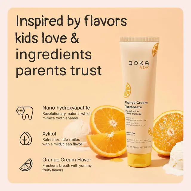 Alt view image 2 of 7 - Kids Toothpaste - Fluoride Free Nano Hydroxyapatite Toothpaste | Kids Oral Care - Orange Cream - 4 Oz, 1PK