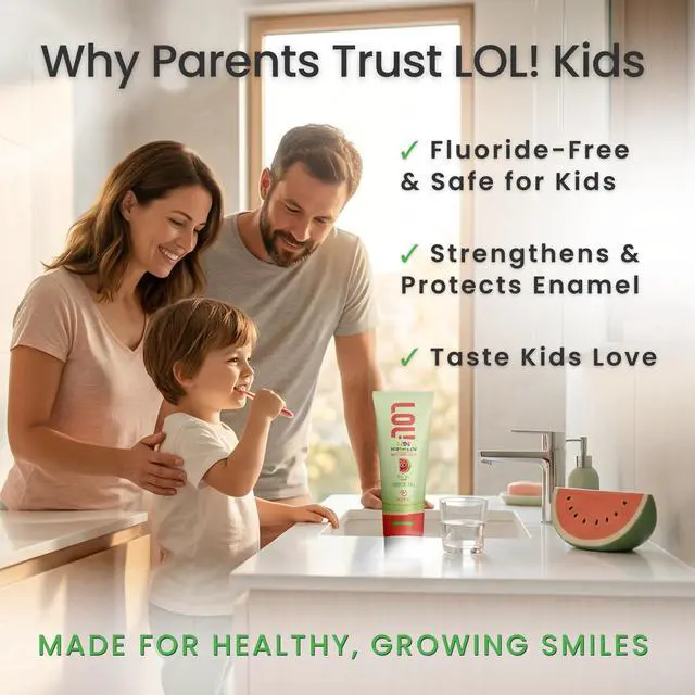 Alt view image 3 of 7 - LOL Toothpaste for Kids, Xylitol & Nano Hydroxyapatite, Watermelon Flavor | Fluoride Free with Oral Probiotics, SLS Free & No Artificial Dyes