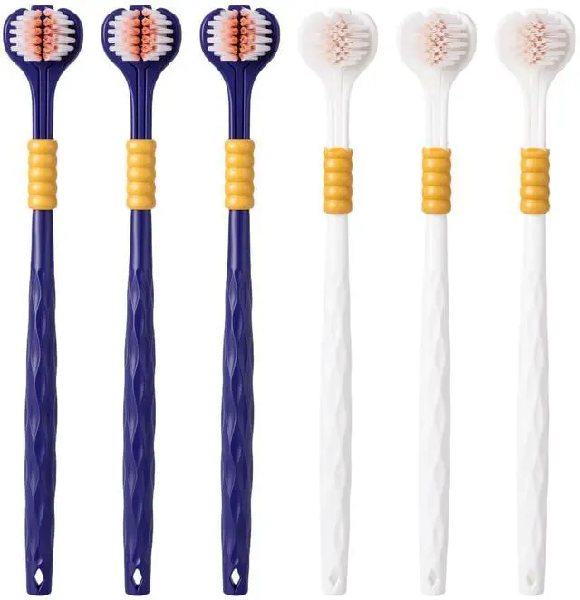 Main image of 6 Pcs Three Sided Toothbrush,3 Sided Toothbrush Adult,360° Deep Clean Soft 3 Sideds Toothbrushes,with Ergonomic Handle,Gentle Dental Care Set for Sensitive Teeth,Kids & Adults