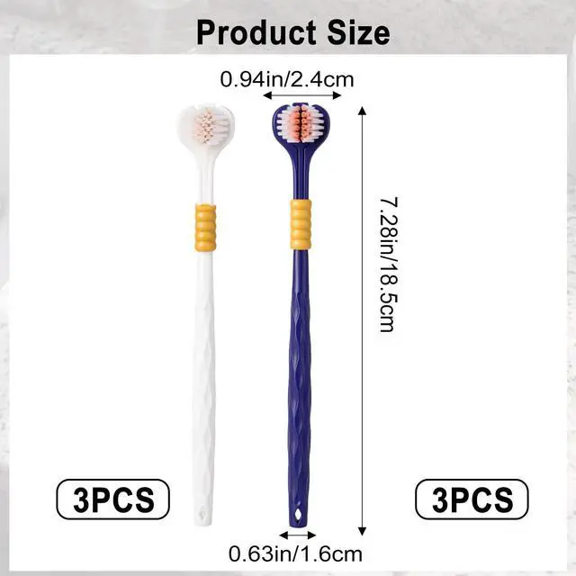 Alt view image 2 of 7 - 6 Pcs Three Sided Toothbrush,3 Sided Toothbrush Adult,360° Deep Clean Soft 3 Sideds Toothbrushes,with Ergonomic Handle,Gentle Dental Care Set for Sensitive Teeth,Kids & Adults