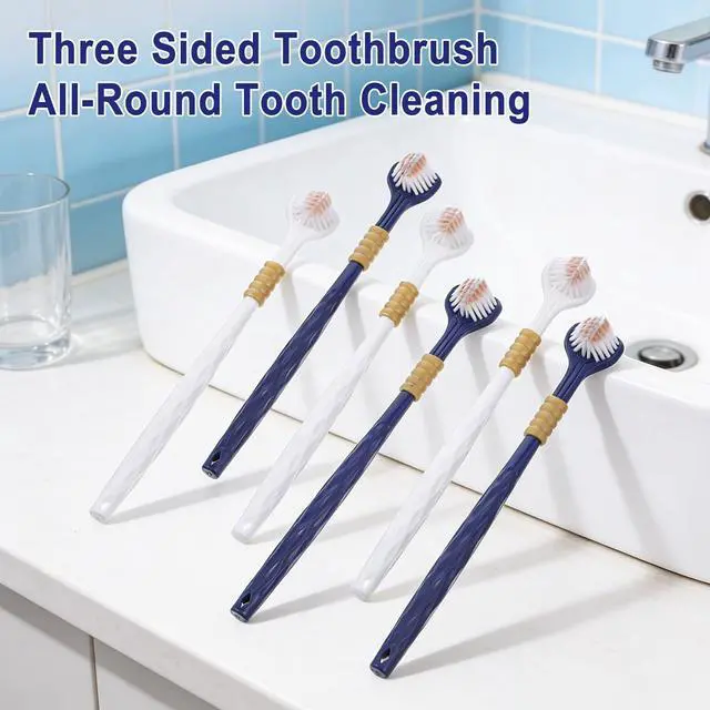 Alt view image 4 of 7 - 6 Pcs Three Sided Toothbrush,3 Sided Toothbrush Adult,360° Deep Clean Soft 3 Sideds Toothbrushes,with Ergonomic Handle,Gentle Dental Care Set for Sensitive Teeth,Kids & Adults
