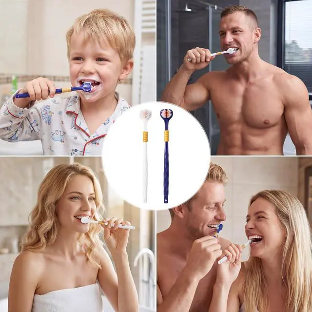 Alt view image 7 of 7 - 6 Pcs Three Sided Toothbrush,3 Sided Toothbrush Adult,360° Deep Clean Soft 3 Sideds Toothbrushes,with Ergonomic Handle,Gentle Dental Care Set for Sensitive Teeth,Kids & Adults