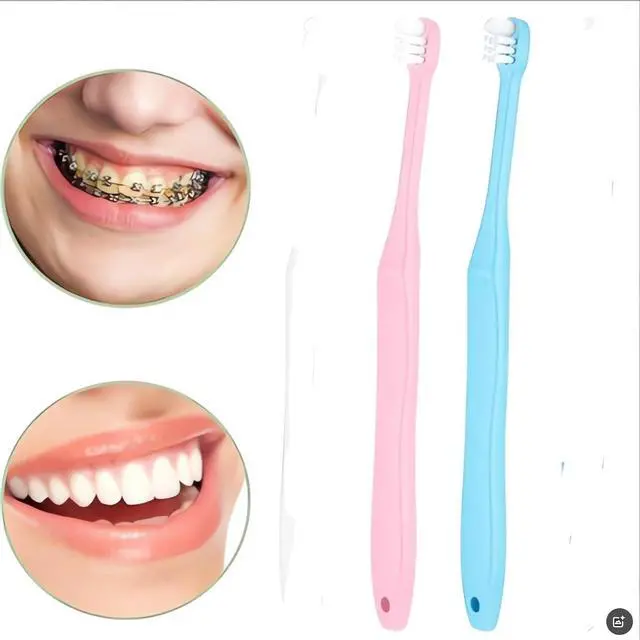 Alt view image 6 of 6 - 8 Pcs End Tuft Toothbrush ,2 types Small Head Tiny Interdental Interspace Toothbrushes brush Single Compact Orthodontic Toothbrush for Braces Detail for Detail Cleaning,Single Compact Brush Adult,kid