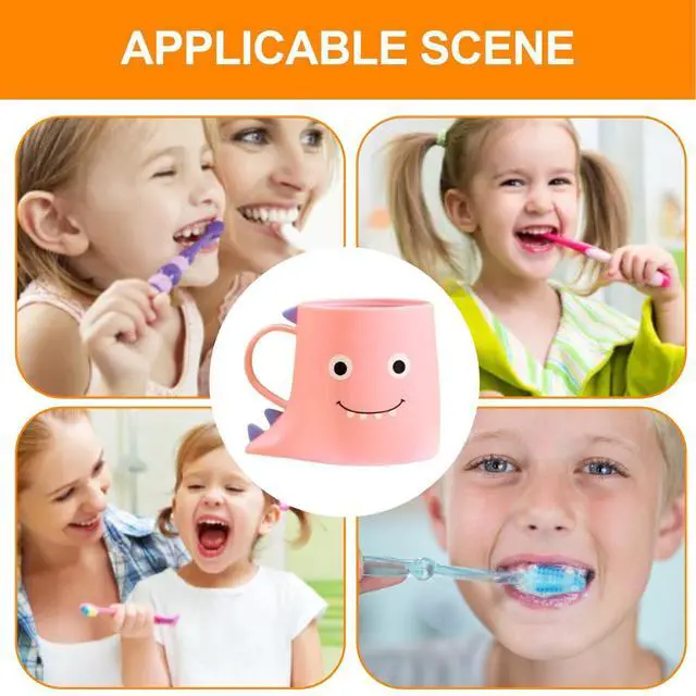 Alt view image 4 of 7 - Toothbrush Cup Kids Comfortable Multifunctional Mouthwash Cup | Safe Bathroom Accessories for Girls Boys Kids Children Students Teens Dormitory Home Apartment Washroom Countertop