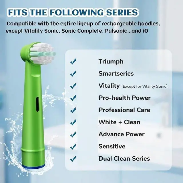 Alt view image 2 of 5 - Replacement Brush Heads Compatible with Oral-B Electric Toothbrush | Gentle Soft Bristles for Children, Fits Professional Care/Pro Health/3D Excel/D16/D20/D25/D30 OC18, 4-Pack Color Coded