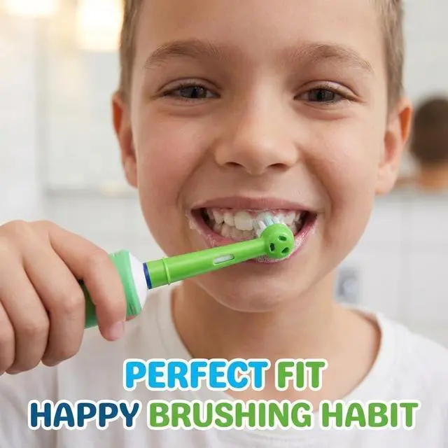 Alt view image 4 of 5 - Replacement Brush Heads Compatible with Oral-B Electric Toothbrush | Gentle Soft Bristles for Children, Fits Professional Care/Pro Health/3D Excel/D16/D20/D25/D30 OC18, 4-Pack Color Coded