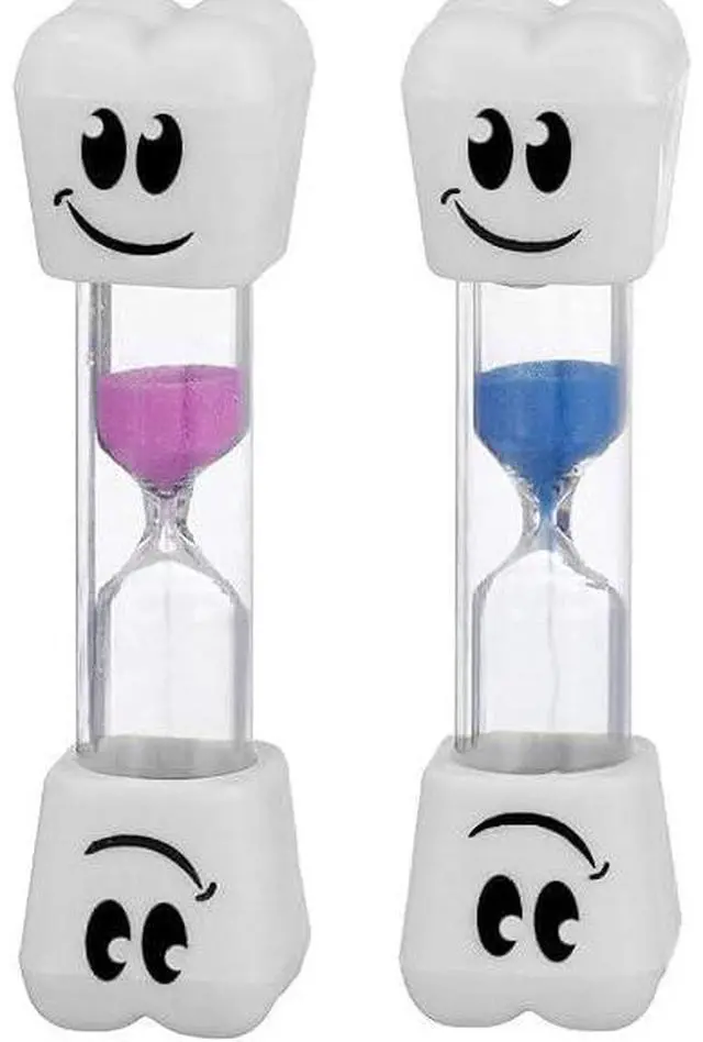 Main image of 2 Minute Toothbrush Sand Timer for Kids, Sand Timer Smiley Acrylic Hourglass Teeth Brushing Timer for Kids Boys and Girls, Oral Hygiene Party Favors, Set of2, Blue, Pink