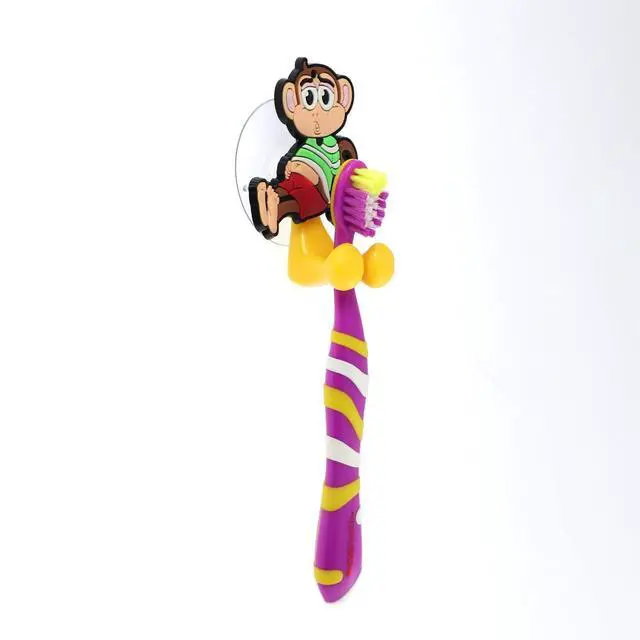 Alt view image 3 of 3 - Monkey Suction Toothbrush Holder for Mirror Wall - Yellow