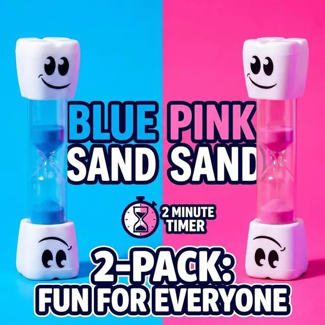 Alt view image 3 of 4 - 2-Pack 2-Minute Sand Toothbrush Timers Assorted Color Sand Hourglass for Tooth Brushing, Kids & Adults, Toothbrush Sand Timer for Daily Oral Care, (Blue+Pink (2 MIN))